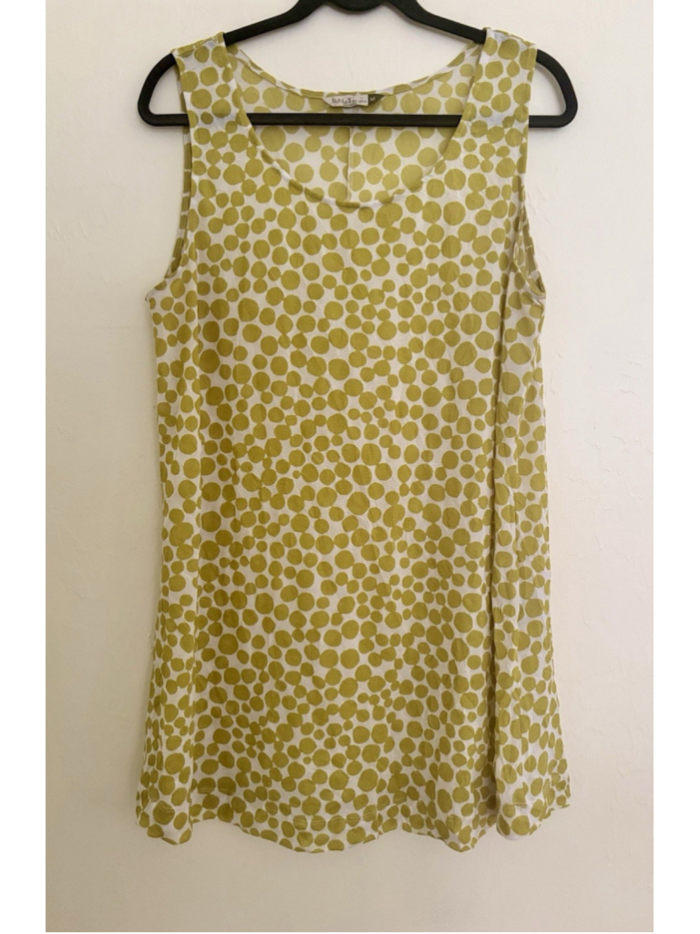 Chalet et Ceci Polka Dot Tunic Dress Green Lagenlook Art to Wear Teacher Sz M